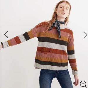 Madewell Striped Patch Pocket Pullover Sweater